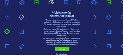 iMentor Intake App Welcome Page